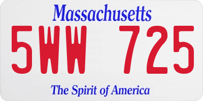 MA license plate 5WW725