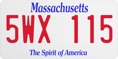 MA license plate 5WX115