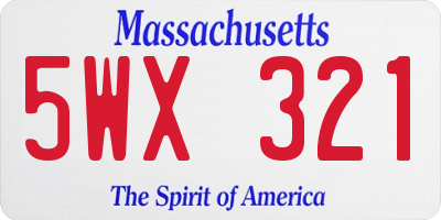 MA license plate 5WX321