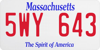 MA license plate 5WY643