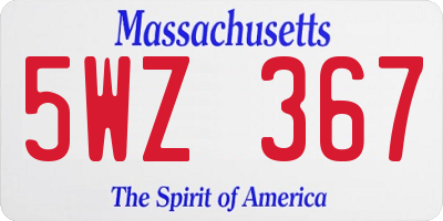 MA license plate 5WZ367