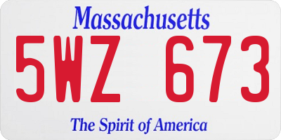 MA license plate 5WZ673