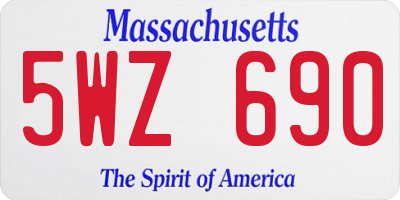 MA license plate 5WZ690