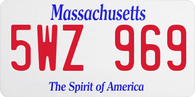 MA license plate 5WZ969