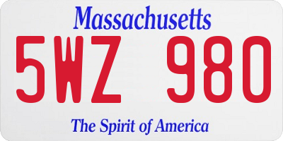 MA license plate 5WZ980