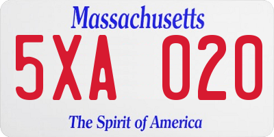 MA license plate 5XA020