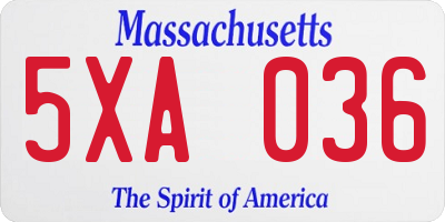 MA license plate 5XA036