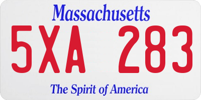 MA license plate 5XA283