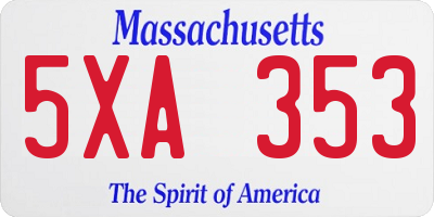 MA license plate 5XA353