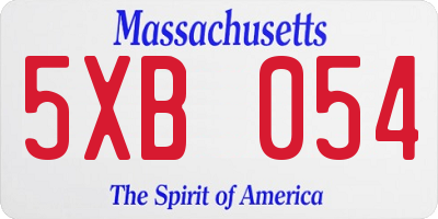 MA license plate 5XB054