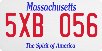 MA license plate 5XB056