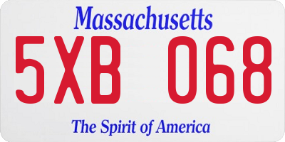 MA license plate 5XB068