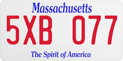 MA license plate 5XB077