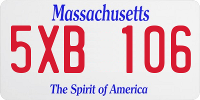 MA license plate 5XB106