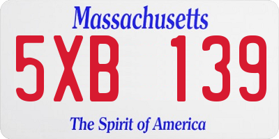 MA license plate 5XB139