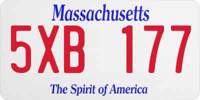 MA license plate 5XB177