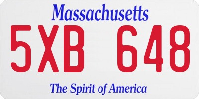 MA license plate 5XB648