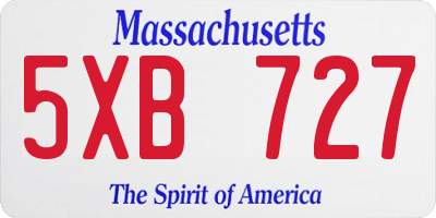 MA license plate 5XB727