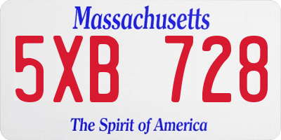 MA license plate 5XB728