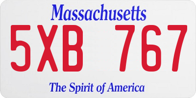 MA license plate 5XB767