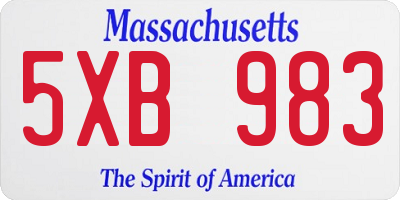MA license plate 5XB983
