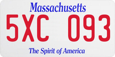 MA license plate 5XC093