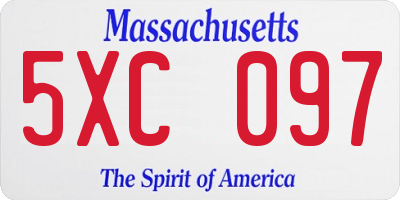 MA license plate 5XC097