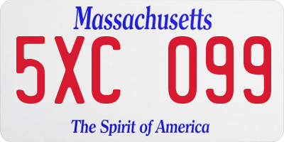 MA license plate 5XC099