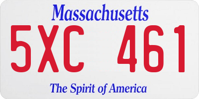 MA license plate 5XC461