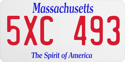 MA license plate 5XC493