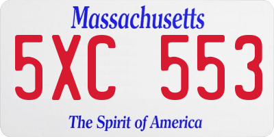 MA license plate 5XC553