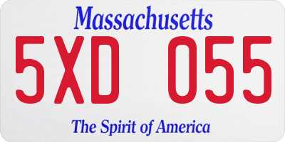 MA license plate 5XD055