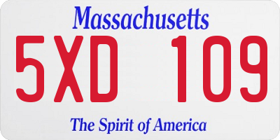 MA license plate 5XD109