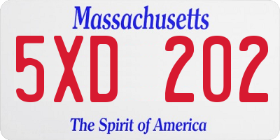 MA license plate 5XD202