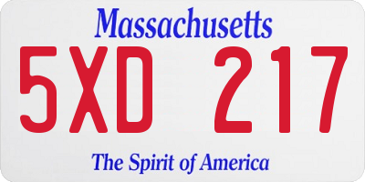 MA license plate 5XD217