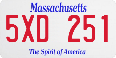 MA license plate 5XD251