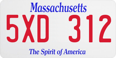 MA license plate 5XD312