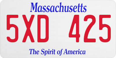 MA license plate 5XD425