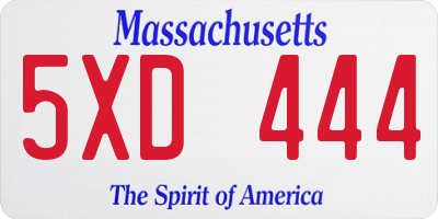 MA license plate 5XD444