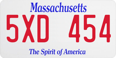 MA license plate 5XD454