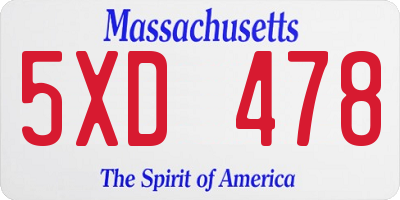 MA license plate 5XD478