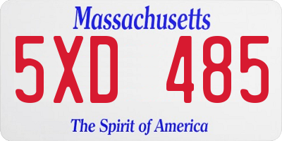 MA license plate 5XD485
