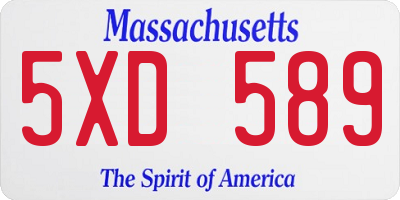 MA license plate 5XD589