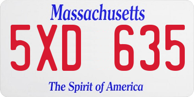 MA license plate 5XD635