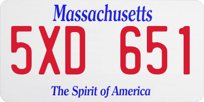 MA license plate 5XD651