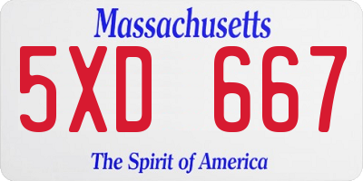 MA license plate 5XD667