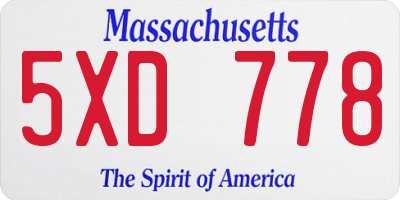 MA license plate 5XD778