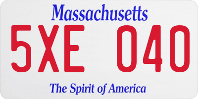 MA license plate 5XE040