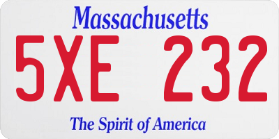 MA license plate 5XE232