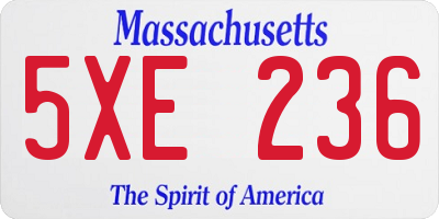 MA license plate 5XE236